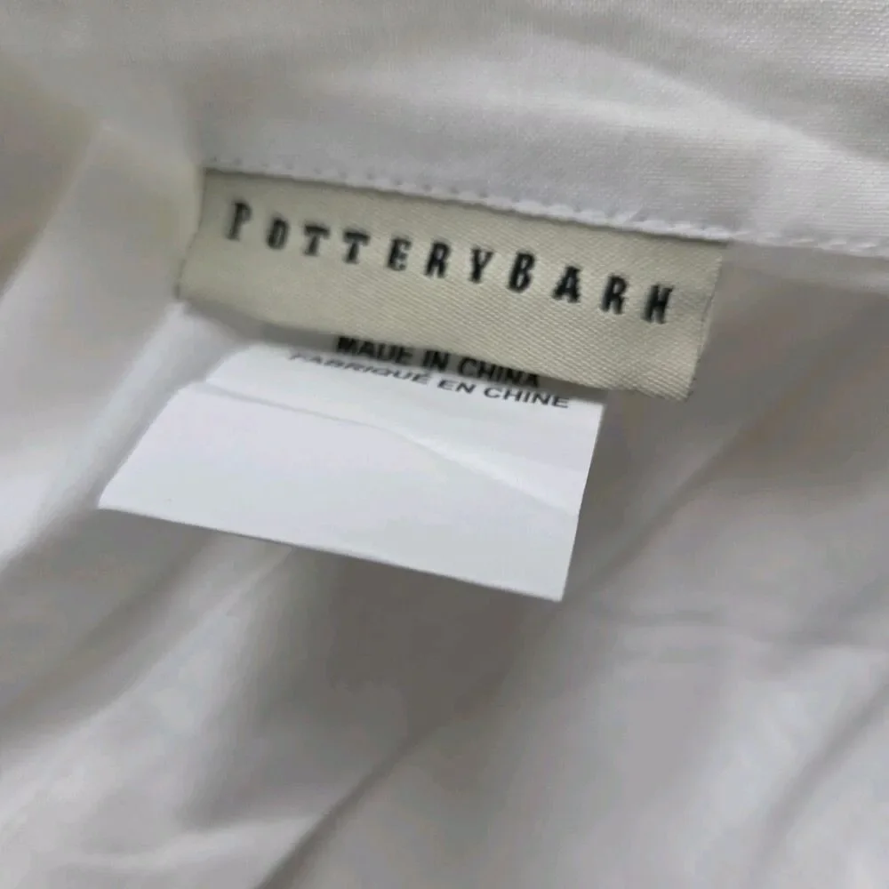POTTERY BARN 100% Linen / cotton KING Bed Skirt 19” Drop Natural/ white new